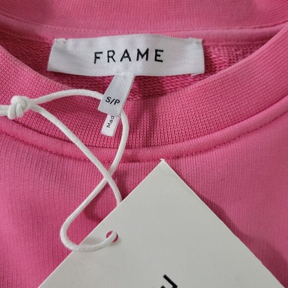 Frame Denim Oversized Crew Hot Pink Long Sleeve Sweatshirt - Picture 7 of 16